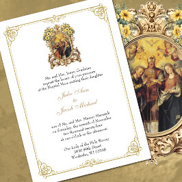 Elegante Hochzeit mit Blumen und Gold Einladung