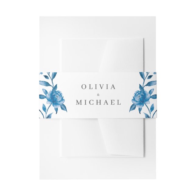 Elegante Hochzeit mit Blumen und Weiß Einladungsbanderole (Vorderseite Beispiel)