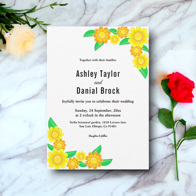 Elegante Hochzeit mit Botanischer Sonnenblume Einladung (Von Creator hochgeladen)