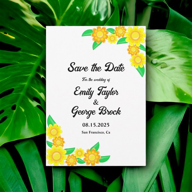 Elegante Hochzeit mit Botanischer Sonnenblume Save The Date (Von Creator hochgeladen)