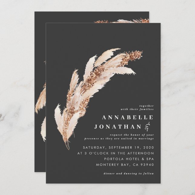 Elegante Hochzeit mit braunem Pampasgras (Vorne/Hinten)