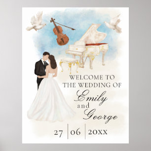 Elegante Hochzeit mit Braut & Bräutigam Piano G Poster