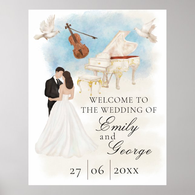Elegante Hochzeit mit Braut & Bräutigam| Piano | G Poster (Vorne)