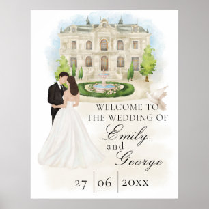 Elegante Hochzeit mit Braut und Bräutigam Poster