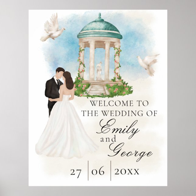 Elegante Hochzeit mit Braut und Gazebo Poster (Vorne)