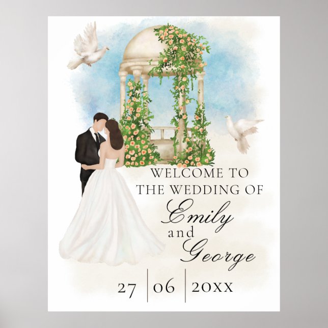 Elegante Hochzeit mit Braut und Gazebo Poster (Vorne)