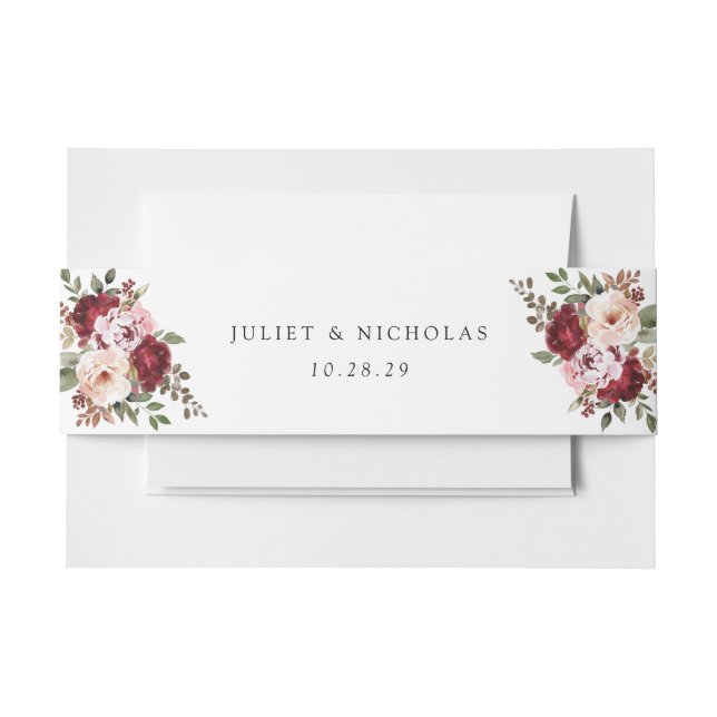 Elegante Hochzeit mit Burgund und Blush Einladungsbanderole (Vorderseite Beispiel)