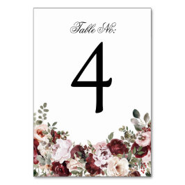 Elegante Hochzeit mit Burgund und Blush Tischnummer