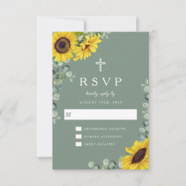 Elegante Hochzeit mit Christlicher Schönheit Grün RSVP Karte