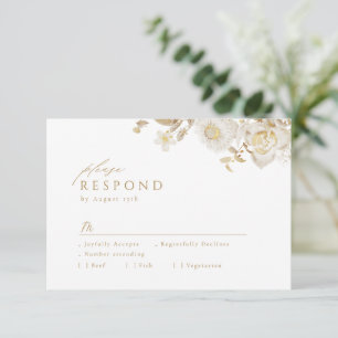 Elegante Hochzeit mit dem Botanischen Garten Gold RSVP Karte