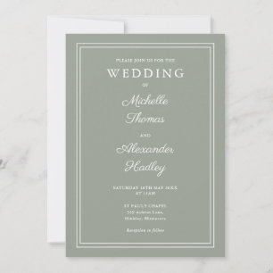 Elegante Hochzeit mit einheitlichem edlen Border i Einladung