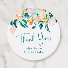 Elegante Hochzeit mit Flora bedankt sich bei Ihnen Geschenkanhänger