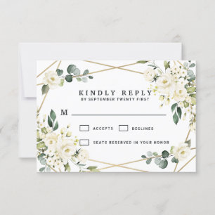 Elegante Hochzeit mit goldenem geometrischem Blume RSVP Karte