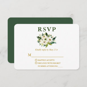 Elegante Hochzeit mit grüner Blume RSVP Karte