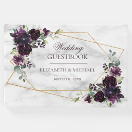 Elegante Hochzeit mit Lila Marmor-Pflaume Gästebuch