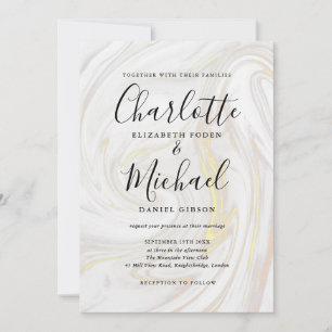 Elegante Hochzeit mit Marmor-Achat-Unterschrift-Sc Einladung