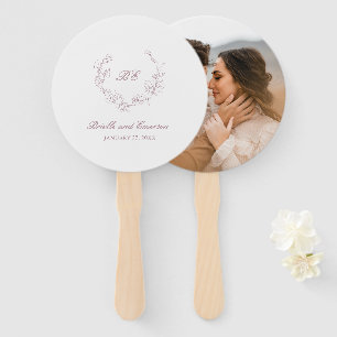Elegante Hochzeit mit Mauve-Kranz-Monogramm-Foto Fächer