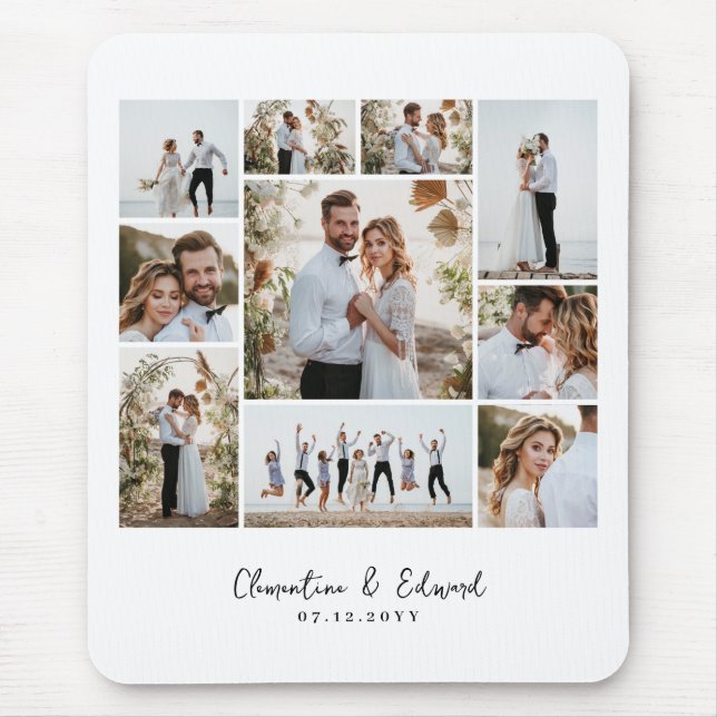 Elegante Hochzeit mit minimalem Foto Mousepad (Vorne)