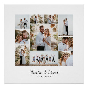 Elegante Hochzeit mit minimalem Foto Poster