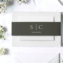 Elegante Hochzeit Mit Monogramm Einladungsbanderole