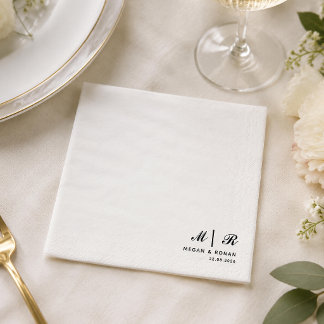 Elegante Hochzeit mit Monogramm Serviette