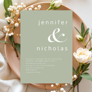 Elegante Hochzeit mit Salbeigrünem Et-Zeichen Einladung