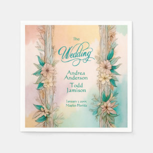 Elegante Hochzeit mit sanften Blumen Serviette