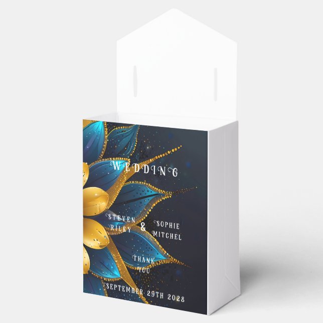 Elegante Hochzeit mit Sapphire und Gold Floral Geschenkschachtel (Geöffnet)