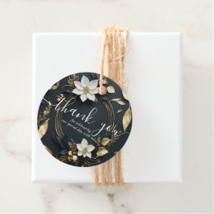 Elegante Hochzeit mit Schwarz-weißem und goldenem  Geschenkanhänger