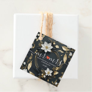 Elegante Hochzeit mit Schwarz-weißem und goldenem  Geschenkanhänger