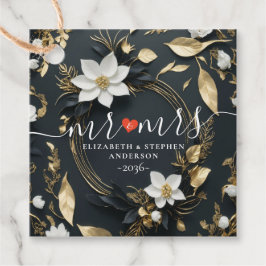 Elegante Hochzeit mit Schwarz-weißem und goldenem Geschenkanhänger