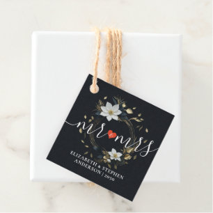 Elegante Hochzeit mit Schwarz-weißem und goldenem  Geschenkanhänger