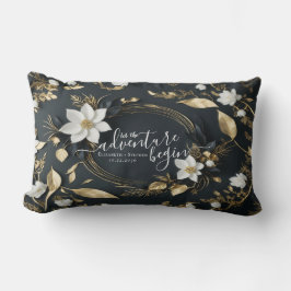 Elegante Hochzeit mit Schwarz-weißem und goldenem  Lendenkissen