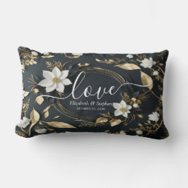 Elegante Hochzeit mit Schwarz-weißem und goldenem  Lendenkissen