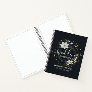Elegante Hochzeit mit Schwarz-weißem und goldenem  Notizbuch
