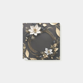 Elegante Hochzeit mit Schwarz-weißem und goldenem Post-it Klebezettel