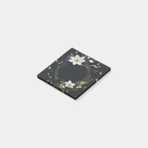 Elegante Hochzeit mit Schwarz-weißem und goldenem  Post-it Klebezettel