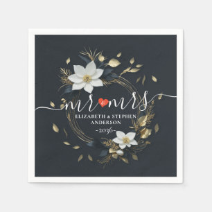 Elegante Hochzeit mit Schwarz-weißem und goldenem Serviette