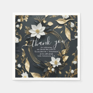 Elegante Hochzeit mit Schwarz-weißem und goldenem Serviette