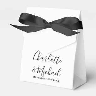 Elegante Hochzeit mit schwarzem und weißem Signatu Geschenkschachtel
