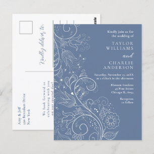 Elegante Hochzeit mit staubblauer floraler Note Postkarte
