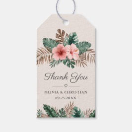 Elegante Hochzeit mit tropischer Wasserfarbe Geschenkanhänger