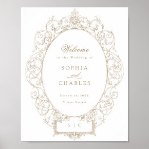 Elegante Hochzeit mit Vintagem Blumenzauber Poster