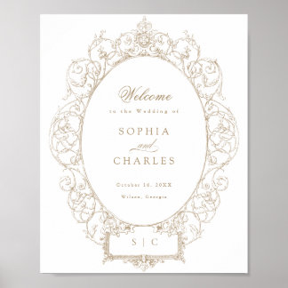 Elegante Hochzeit mit Vintagem Blumenzauber Poster