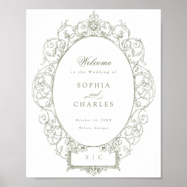 Elegante Hochzeit mit Vintagem Blumenzauber Poster (Vorne)