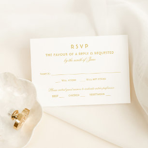 Elegante Hochzeit mit Vintagem Glamour in Gold und RSVP Karte