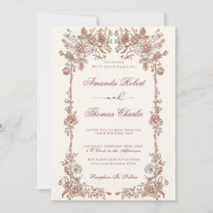 Elegante Hochzeit mit Vintager Blüte Einladung