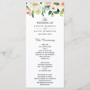 Elegante Hochzeit mit Wasserfarbe Rosa Blütenfarbe Programm