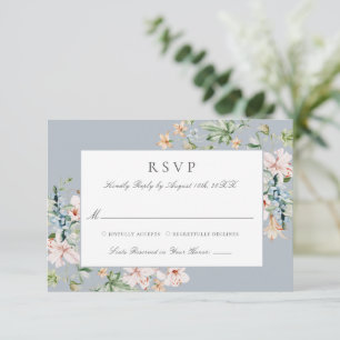 Elegante Hochzeit mit Wasserfarben-Blumen in Staub RSVP Karte