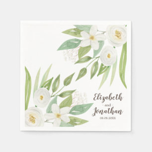 Elegante Hochzeit mit weißem und grünem Wasser Serviette